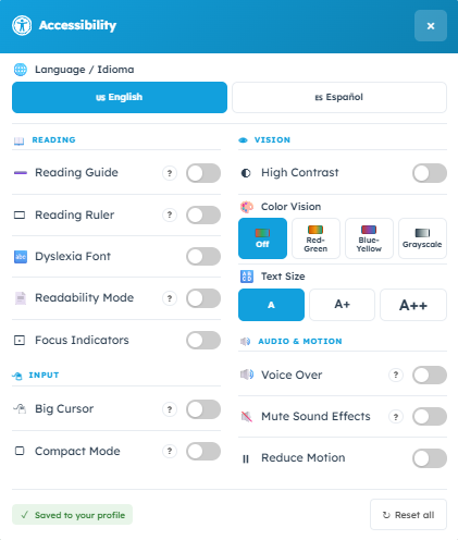 Typing Agent accessibility settings window