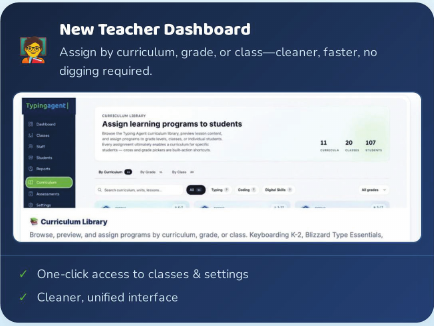 Typing Agent V6 teacher dashboard